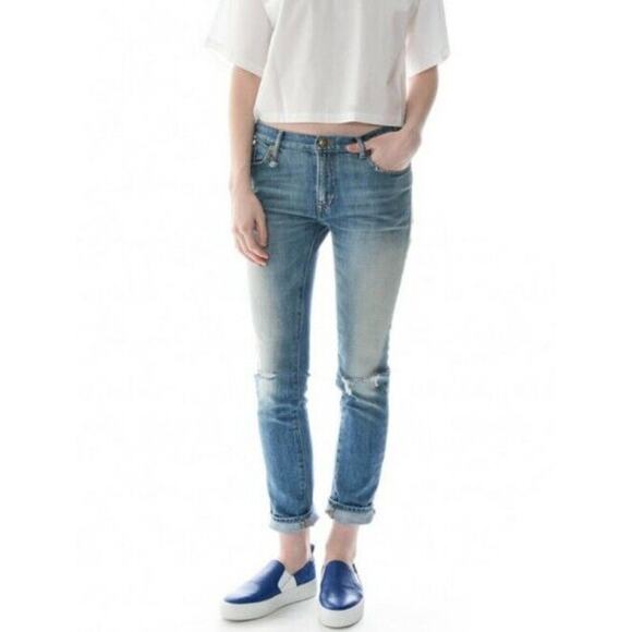R13 Slouch Skinny Jeans in Light Vintage Wash Sz 25 R13WM8091-47 Distressed (F - Picture 1 of 11
